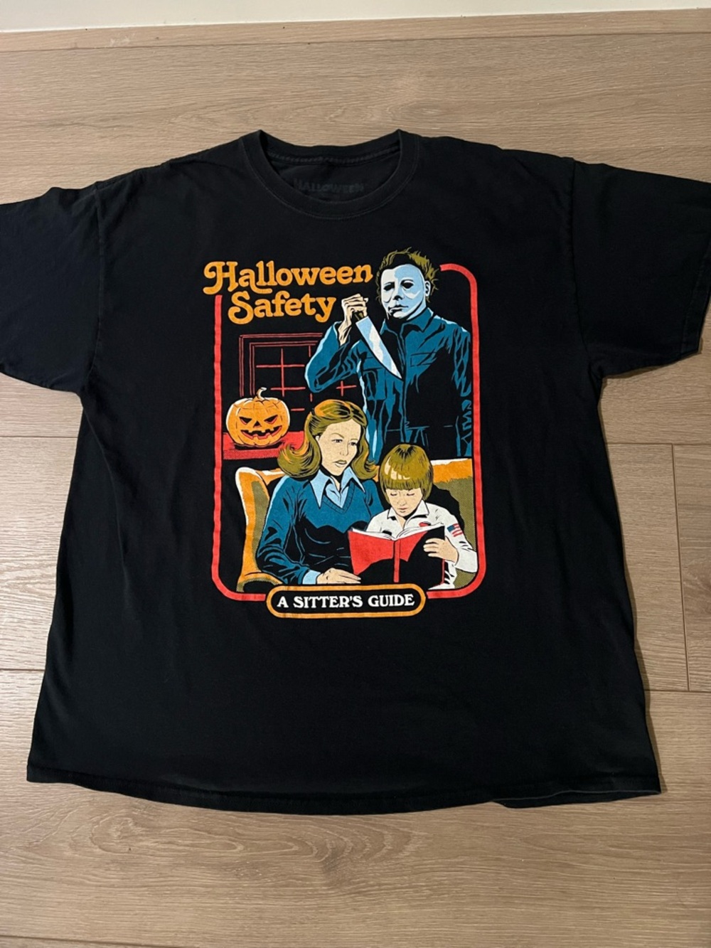 Creepy Co Mens XL T Shirt Black Halloween Safety Michael Myers A Sitters Guide